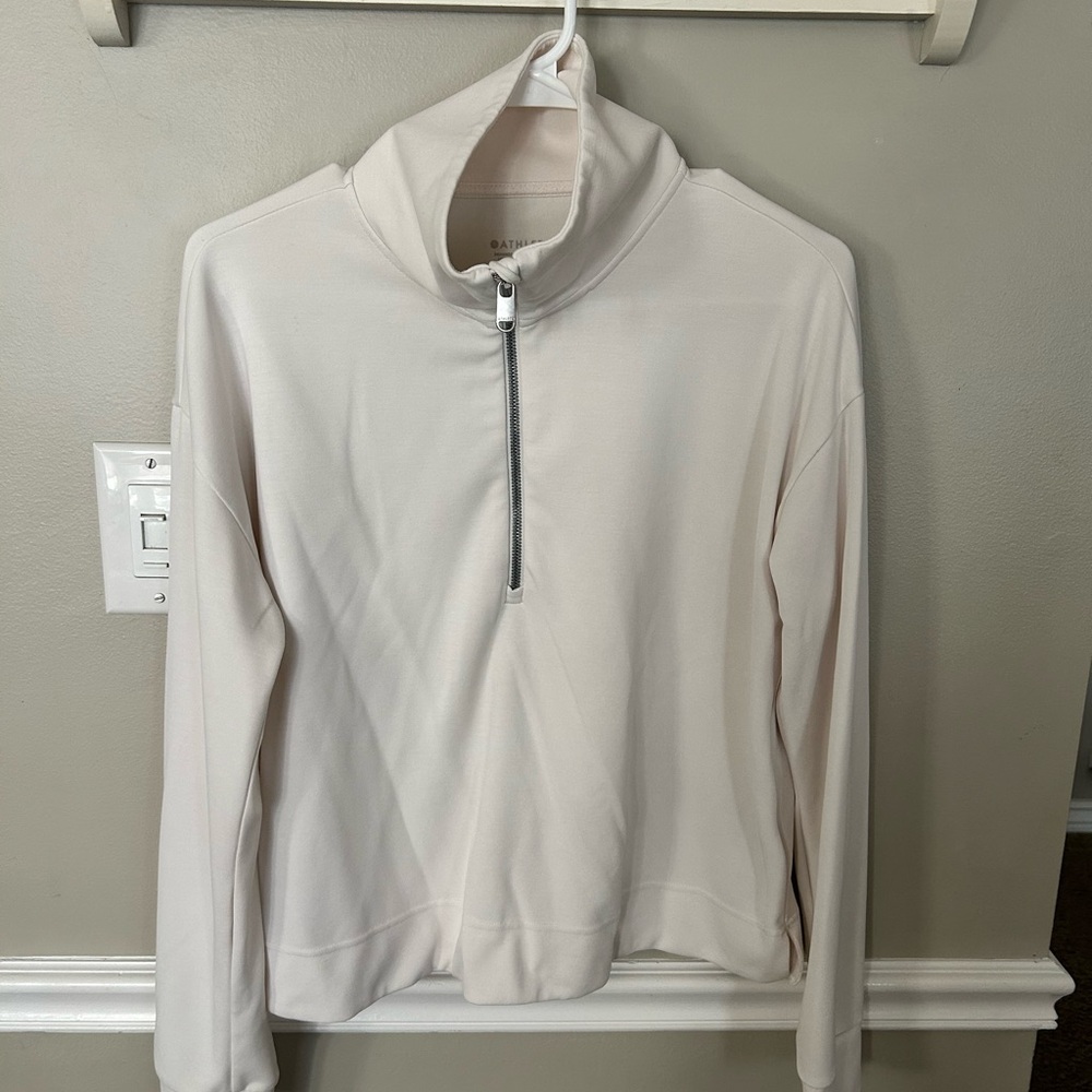Athleta Off-White Quarter-Zip Top
